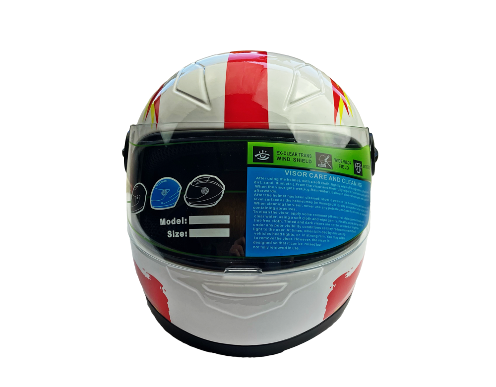 Kask dziecięcy skuter motorower biały auta 48-49cm