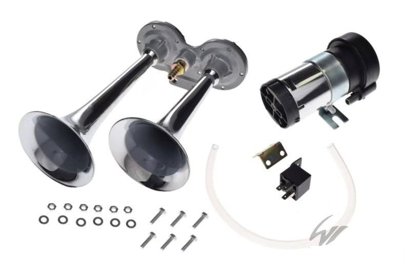 Klakson sygnał dźwiękowy chrom fanfary sprężarka