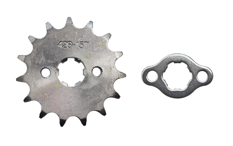 Zębatka zdawcza przód 15z 428 środek 17mm + zabezpieczenie quad atv cross