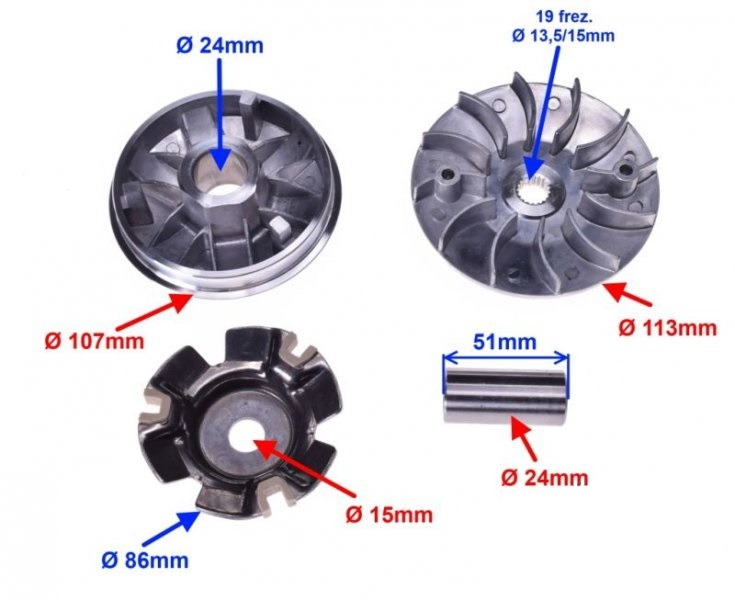 Wariator 4T z tarczą zewnętrzną 125/150ccm GY6