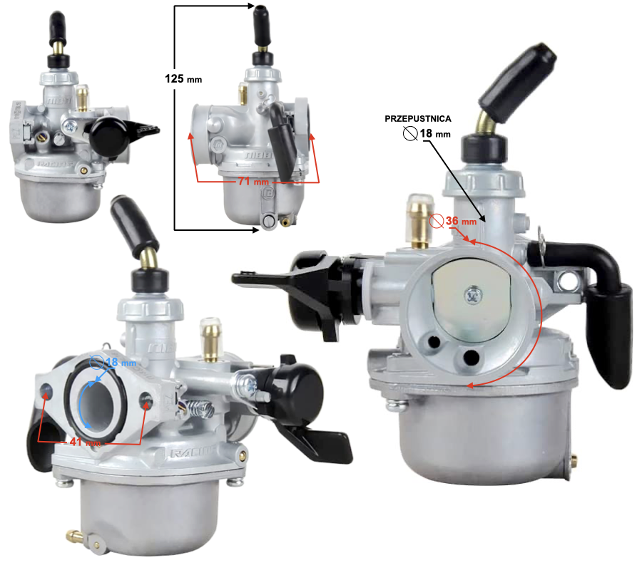 Gaźnik tuningowy NIBBI PEZ18 18 ATV Motorower 139 FMB FMH 50 70 80cc
