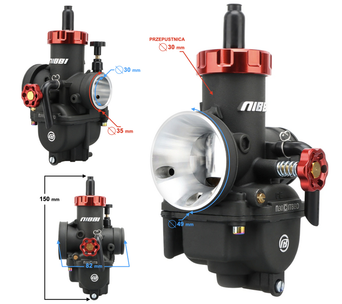 Gaźnik NIBBI PE30 30mm Racing motocykle motorowery skutery 180cc - 300cc