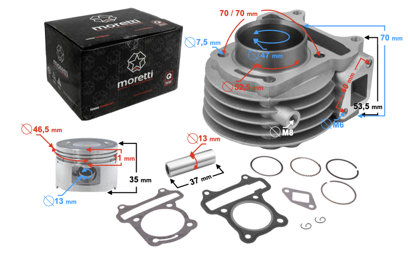 Cylinder skutery 4T 139QMB 80cc wyjście na czujnik