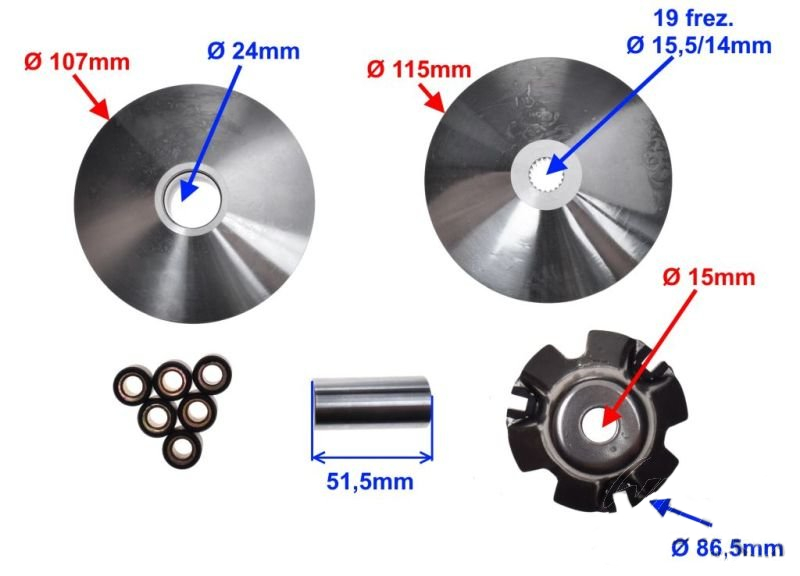 Wariator 4T z tarczą zewnętrzną 125 GY6 4T Adventure 125