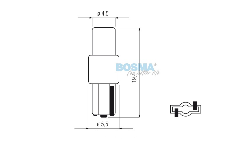 Żarówka Bosma 12v 1Led standard T05 Red 4 sztuki