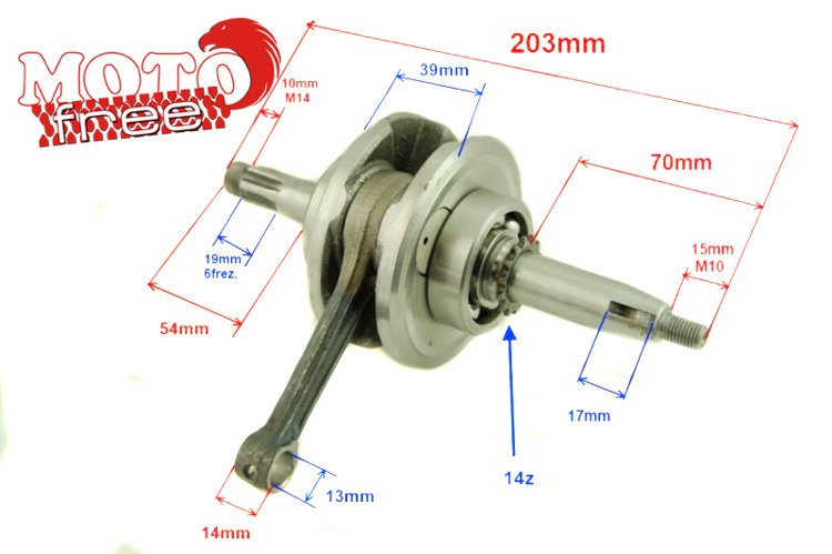 Wał korbowy 4T 139FMB chopper King Neken Shaft Street Ogar Łoś Manic XT50