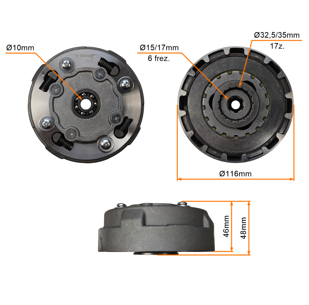 Sprzęgło tył motorower minichopper atv 50 110 125 Kinroad Łoś Romet Router