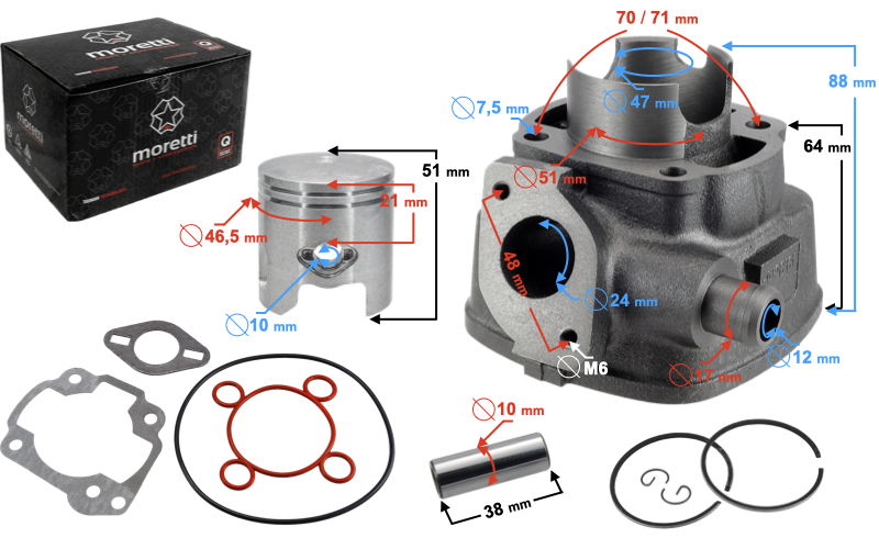 Cylinder Tłok Uszczelki Aprillia SR50 47.00mm