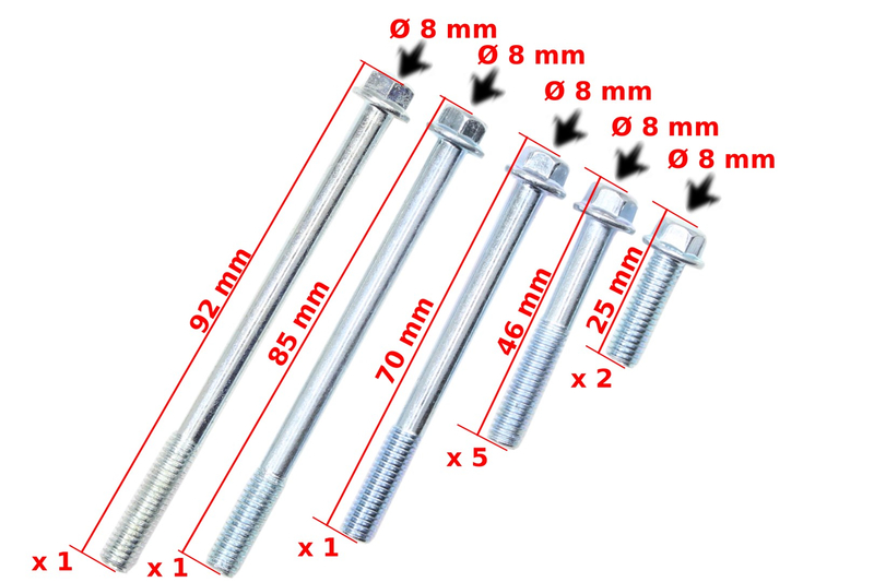 Śruby silnika dekla prawego atv street komplet