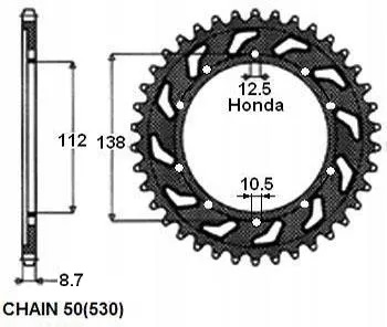 Sunstar zębatka tył 43z Łań. 530 Honda CBR 600F 91-96 Honda CBF 1000 06-10
