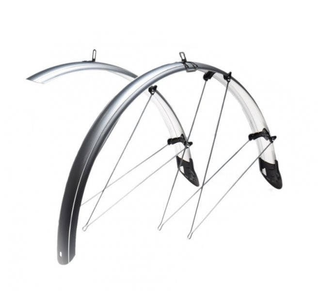 Błotnik 26/53 rowerowy z chlapaczem srebrny p+t