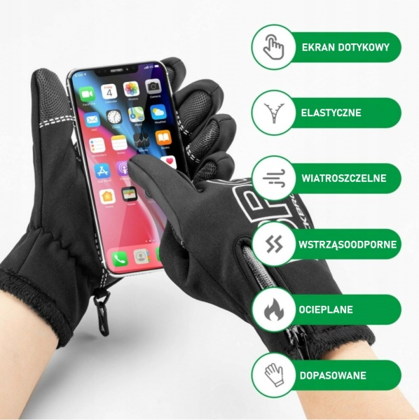 ROCKBROS Rękawiczki rowerowe ocieplane S091-4BK