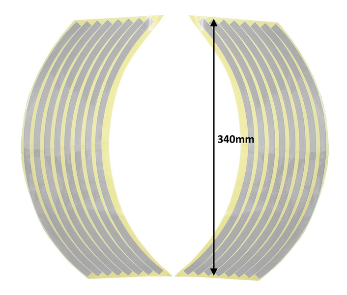 Naklejki odblaskowe na obręcze kół srebrne
