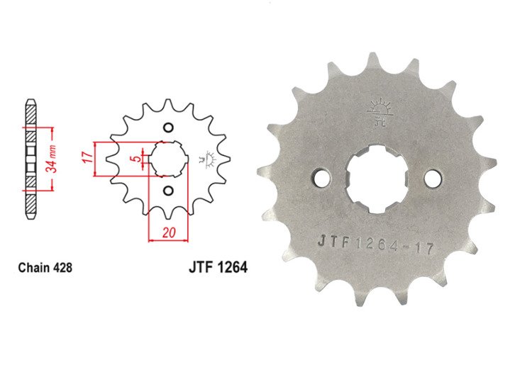 Zębatka przód 17z jt kymco zing 125 honda cb cbf