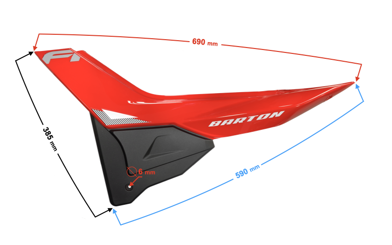 Obudowa boczna tylna lewa czerwona do motoroweru Barton FR 2
