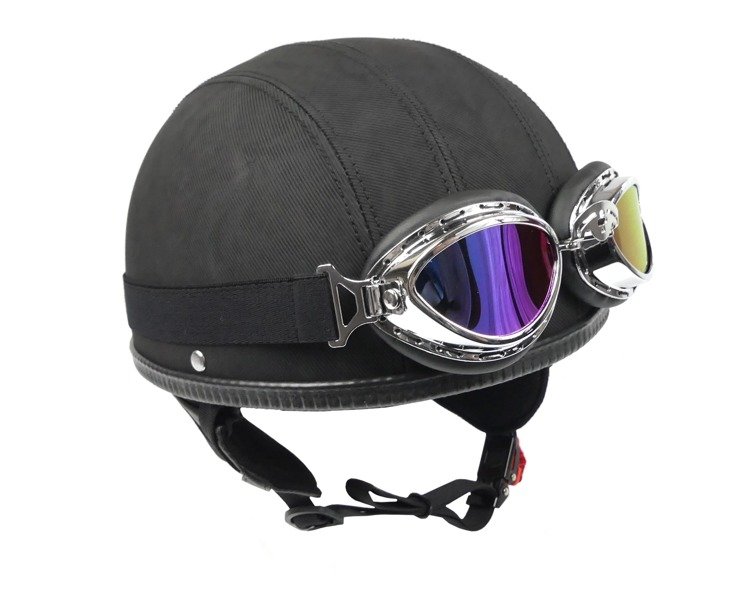 Kask otwarty z goglami chopper drag cruiser awina