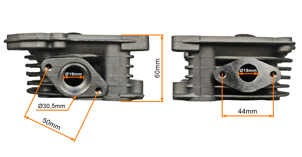 Głowica 4T 50cc 39mm bez odpowietrzenia z zaworami sprężynami uszczelniaczami