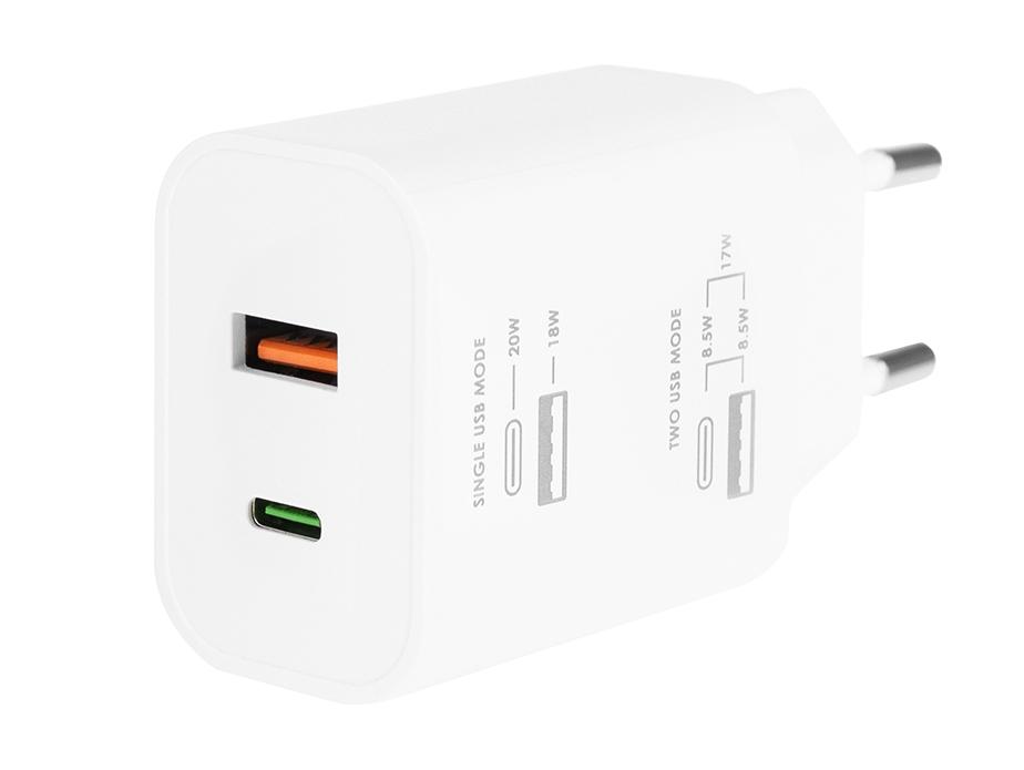 Ładowarka sieciowa eXtreme USB typ-C + USB - PD QC - 20W - TC20CU