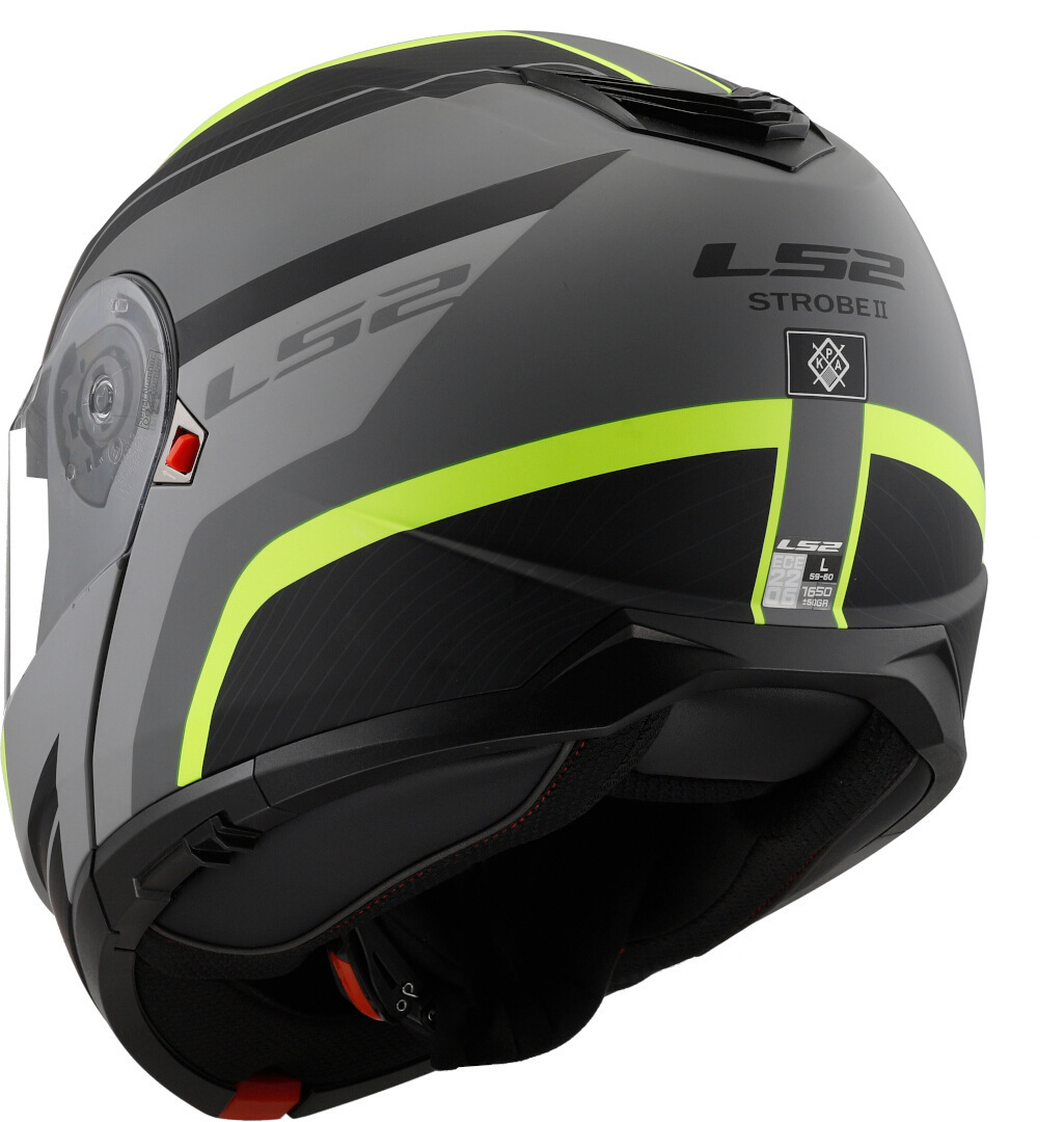 Kask szczękowy LS2 FF908 STROBE II MONZA M.BL. H-V YEL homologacja ECE 22.06