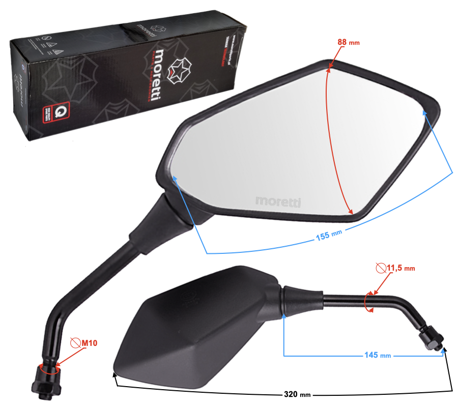 Lusterka Gwint L+R 10mm Yamaha FZ6 FZ1 XJ6 YBR XS