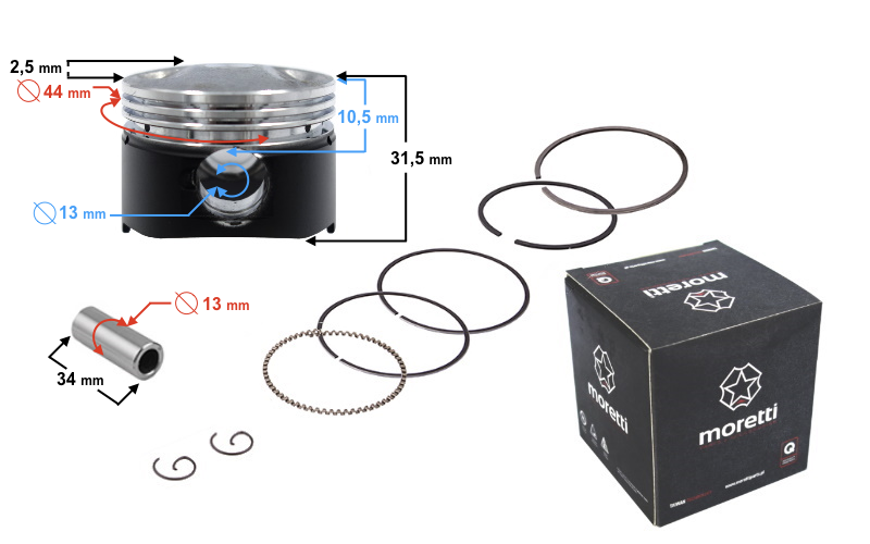 Tłok 60cc Skuter 4T śr:44,00 sw:13 grafitowany