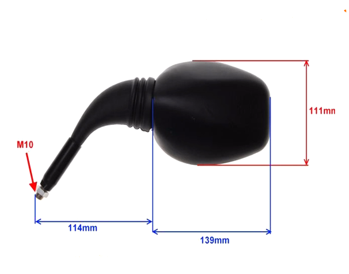 Lusterko lusterka duże m10 prawy gwint czarne