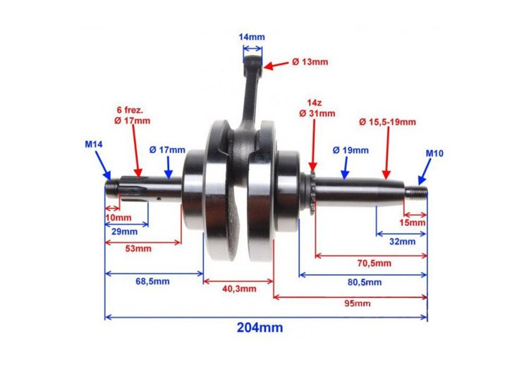Wał korbowy 110cc 4T 152FMH quad atv pitbike cub