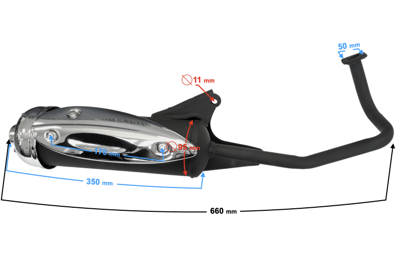 Tłumik wydech skuter 50 4T GY6 Romet Router Zipp Barton Kingway