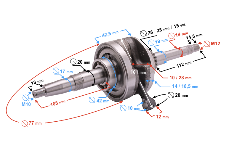 Wał korbowy Falcon 4T Euro 4 silnik SYM