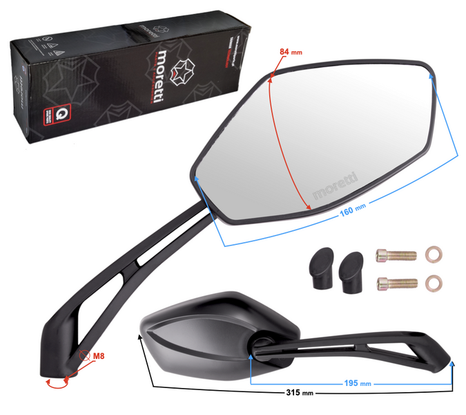 Lusterka z homologacją Gwint M8 do Barton Firefox