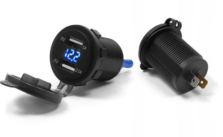 Motocyklowe samochodowe gniazdo zapalniczki z wyświetlaczem ładowarka 2xUSB