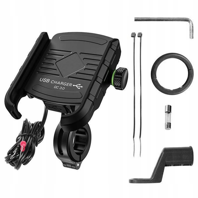 Uchwyt motocyklowy z ładowarką do telefonu qc 3.0