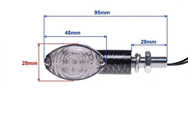 Kierunkowskaz carbon biały klosz led owal para
