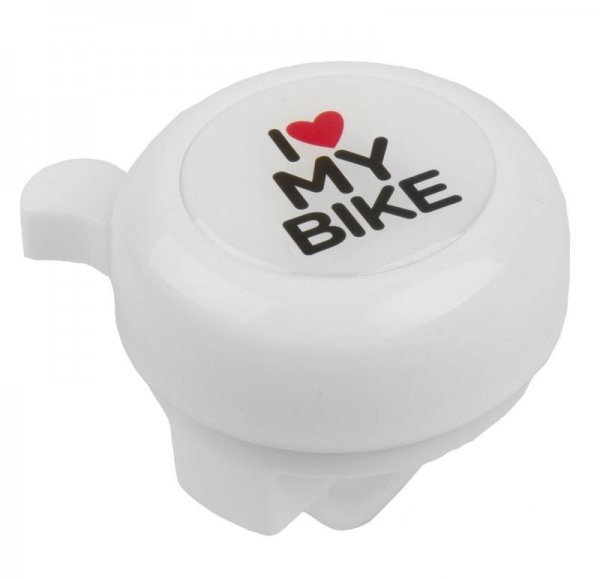Dzwonek rowerowy biały 3d i love my bike serce