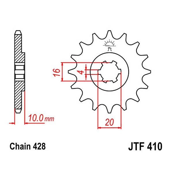JT zębatka przód 14z 428 Suzuki GZ GN 125 Hyosung