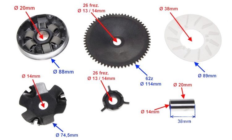 Wariator skuter 4T kompletny GY6 139 QMB 5,5g Romet Zipp Ferro Zumico