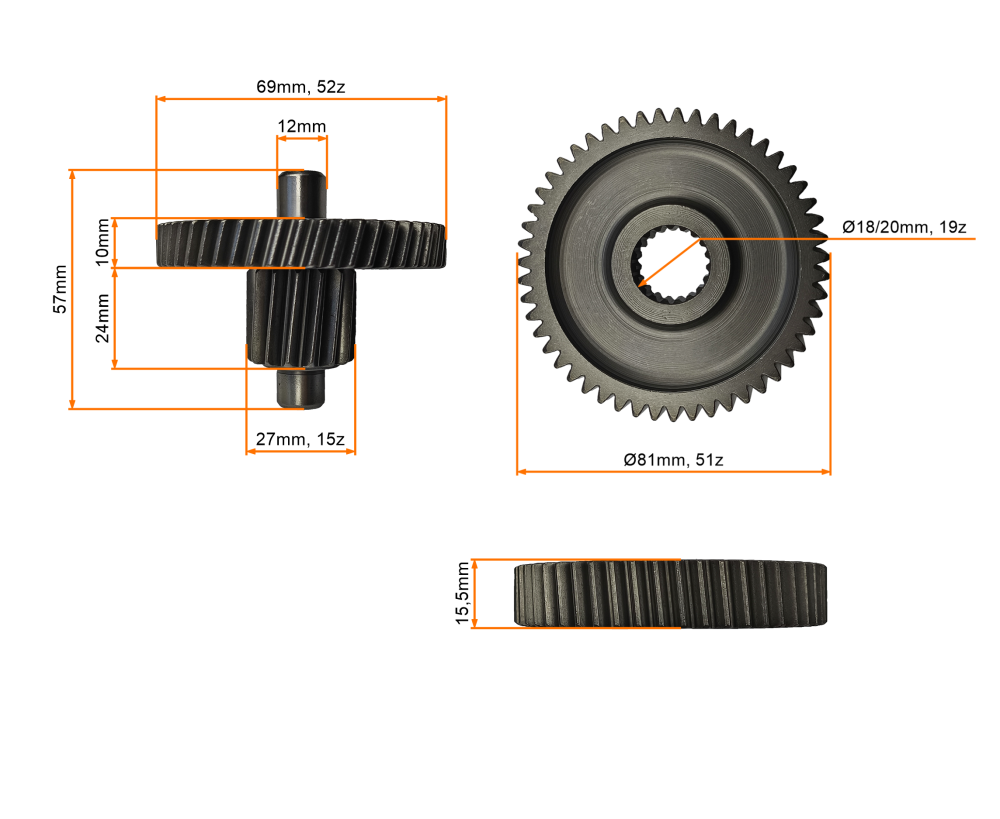 Przekładnia kompletna skuter 4T 139QMB GY6 50/80cc 16 zębów