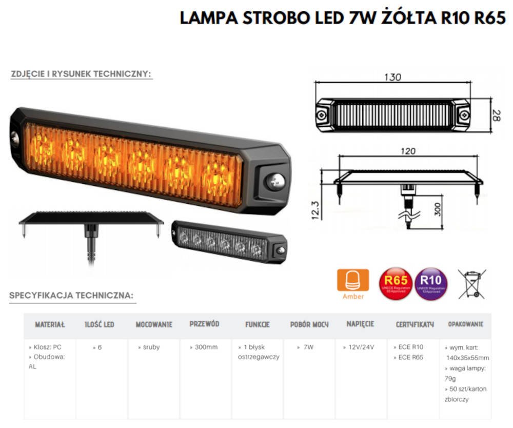 Lampa stroboskopowa 6LED 7W Śmieciarka Laweta