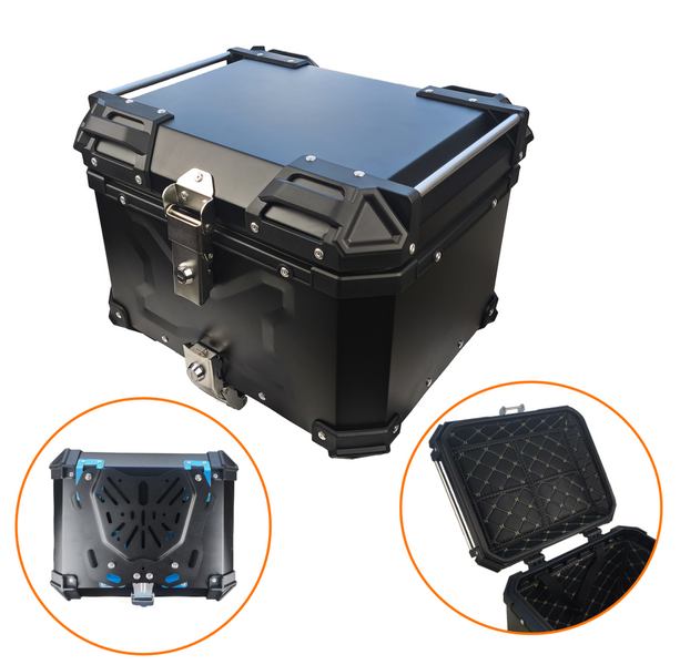 Kufer centralny aluminiowy czarny 45l odpinany wodoszczelny 42x32x33,5cm