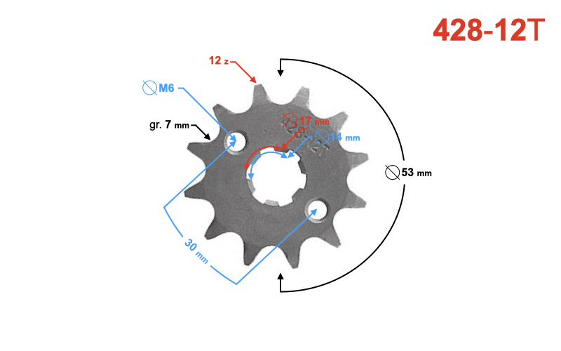 Zębatka przednia 428 12z Junak Ferro Romet Honda