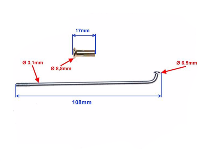 Szprychy koła 105mm kpl Romet Via City