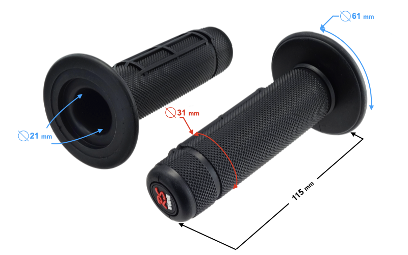 Manetki kierownicy guma gumowe mr151 22mm enduro