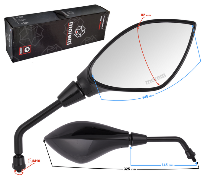 Lusterka M10 do motoroweru czarne z homologacją