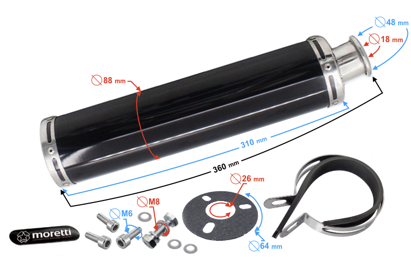 Tłumik wydech tuningowy uniwersalny czarny