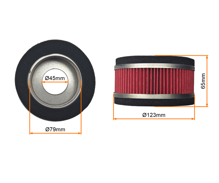 Wkład filtra powietrza okrągły papier silniki 4T 125cc