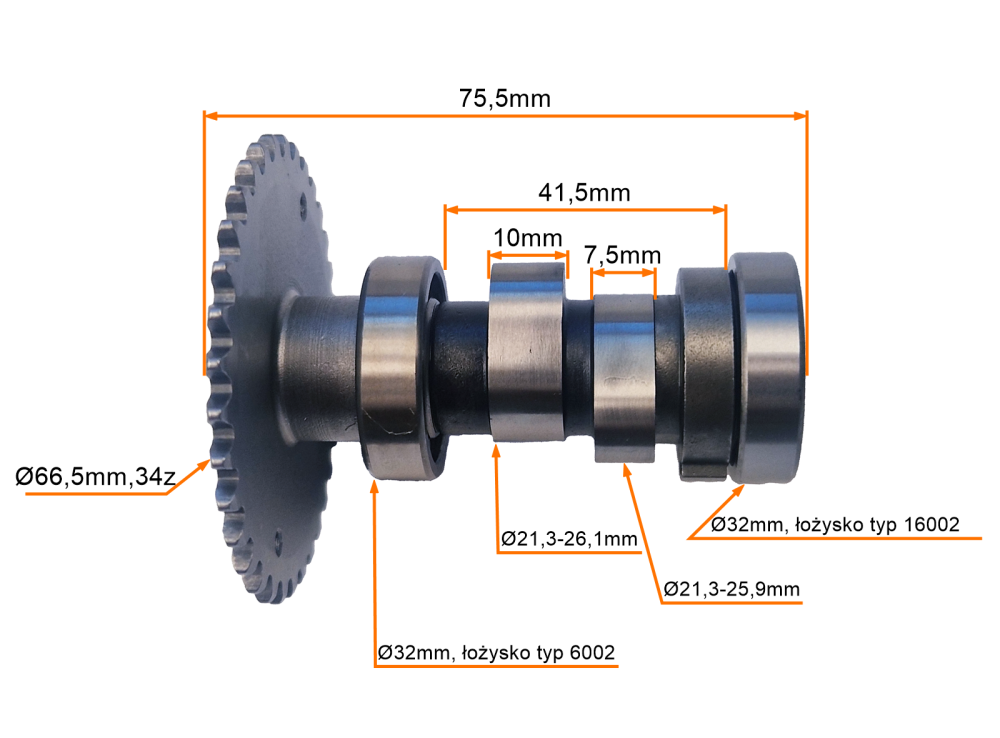 Wałek łańcuszka rozrządu do silników 4T GY6 125ccm
