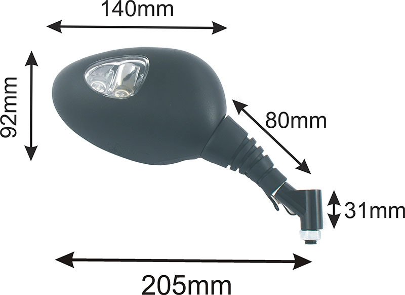 Lusterka motocyklowe uniwersalne led wspornik m10