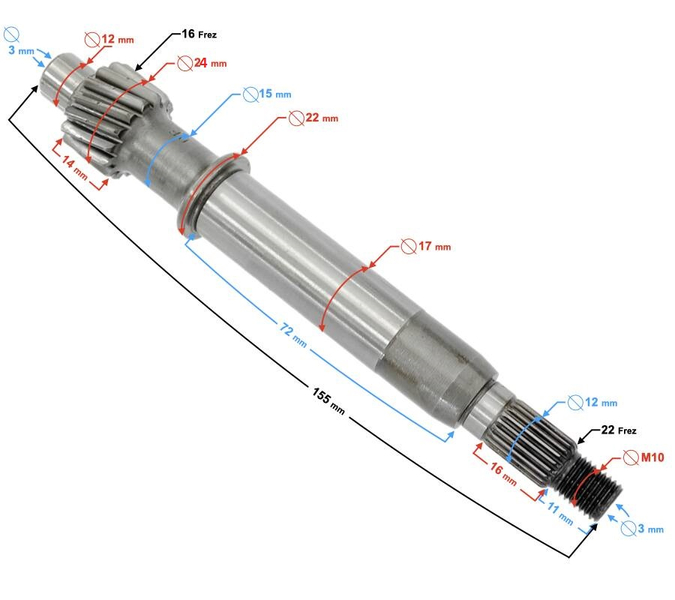 Wałek sprzęgła silnik skuter 2T 1PE40QMB Firefox Junak Romet Longin