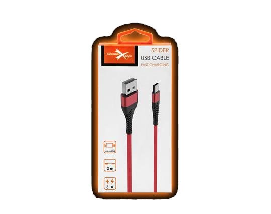 Wzmocniony Kabel Pleciony Spider micro USB 3m 