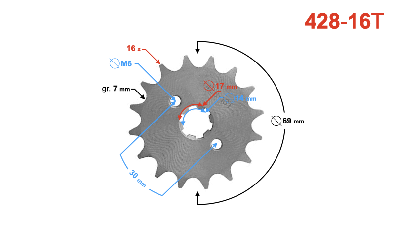 Zębatka 428 16z 14/17 do motoroweru Barton Junak
